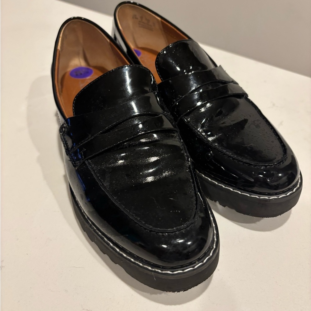Franco Sarto Black Patent Loafers